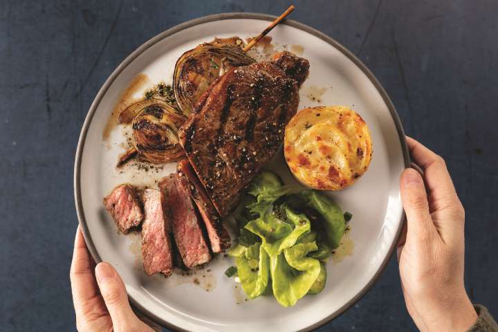 New York Strips with Grilled Brown Butter