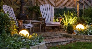 STONE GLOBE LIGHTS LAUNCHES DIY DESIGNER LIGHTING FOR GARDENS IN LOCKDOWN Globes creating a cosy seated area