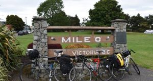 Cross-Canada cycle tour will kick off in Victoria, May 15 Mile-0-Victoria-BC-Connectour