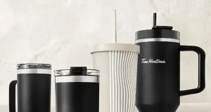 New Tim Hortons Everyday Drinkware Collection features a jumbo 1.2L/40oz straw tumbler and a selection of other stylish stainless steel cups